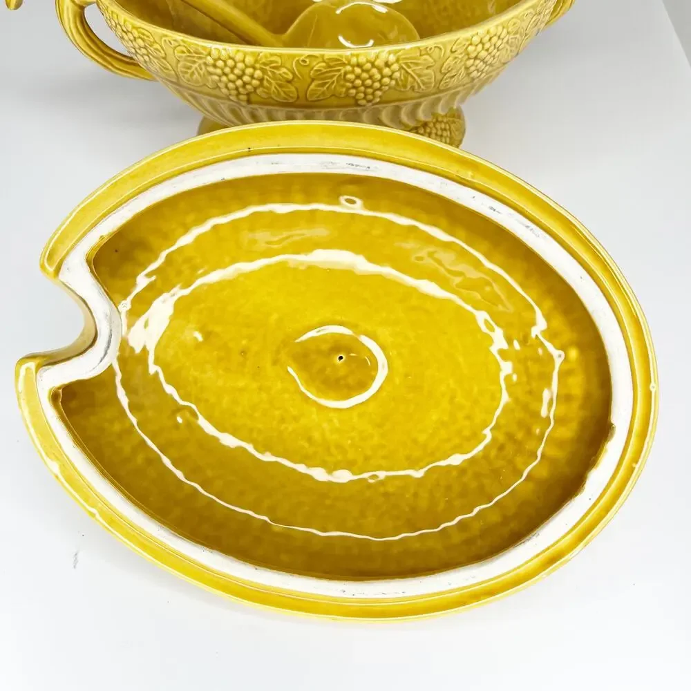 Mustard Yellow California Pottery 782 Soup Tureen Bowl, Lid And Matching Spoon